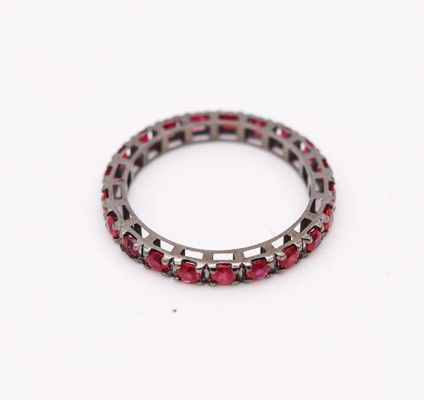 CRIERI Classic Eternity Ring Band In 18Kt Black Gold With 1.47 Cwt Red Rubies