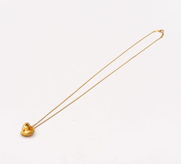 -Tiffany & Co. 1980 Elsa Peretti Heart Necklace In 24Kt And 18Kt Yellow Gold