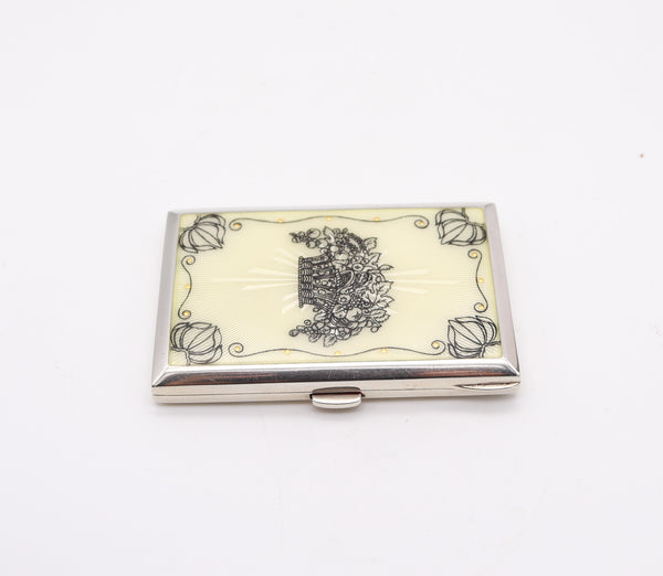LOUIS KUPPENHEIM 1910 Germany Guilloche Enameled Case In .900 Sterling Silver