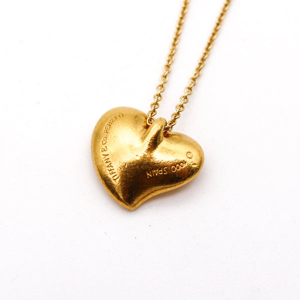 -Tiffany & Co. 1980 Elsa Peretti Heart Necklace In 24Kt And 18Kt Yellow Gold
