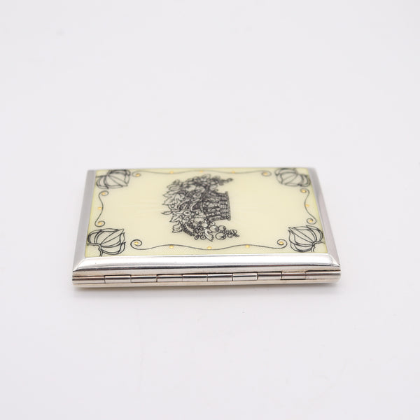 LOUIS KUPPENHEIM 1910 Germany Guilloche Enameled Case In .900 Sterling Silver