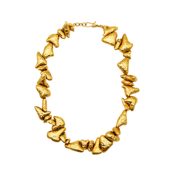 -Zolotas Greek Nugget Link Necklace Collar In solid 18Kt Yellow Gold