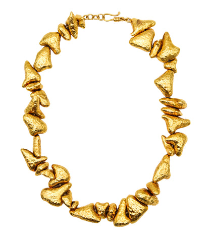 -Zolotas Greek Nugget Link Necklace Collar In solid 18Kt Yellow Gold