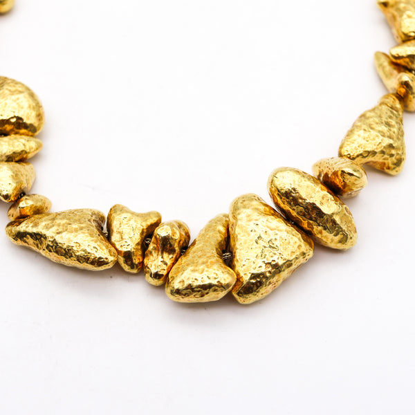 -Zolotas Greek Nugget Link Necklace Collar In solid 18Kt Yellow Gold