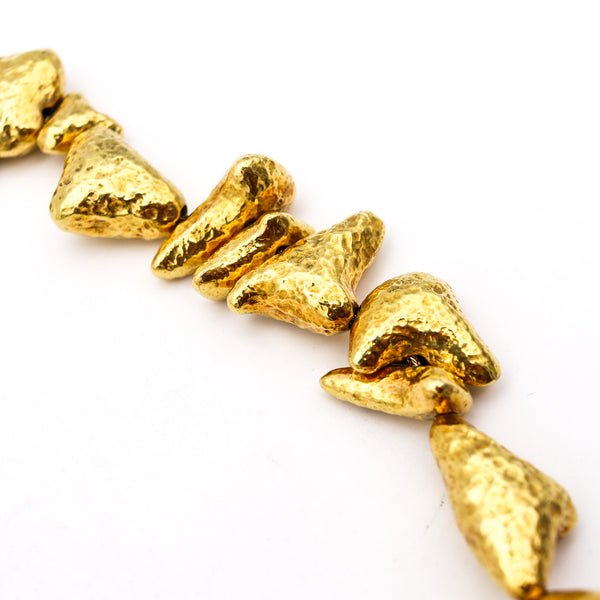 -Zolotas Greek Nugget Link Necklace Collar In solid 18Kt Yellow Gold