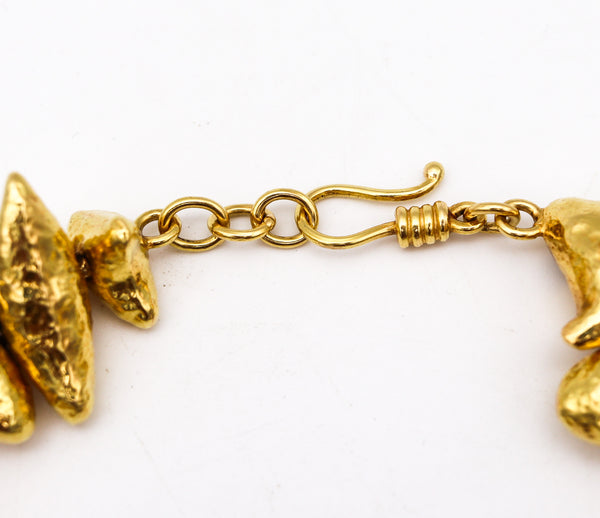 -Zolotas Greek Nugget Link Necklace Collar In solid 18Kt Yellow Gold