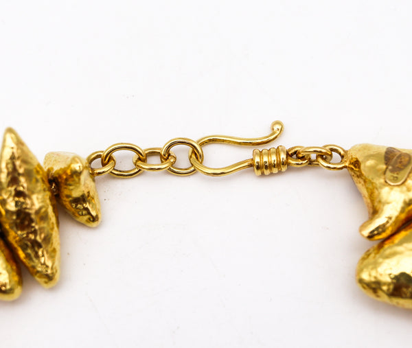 -Zolotas Greek Nugget Link Necklace Collar In solid 18Kt Yellow Gold