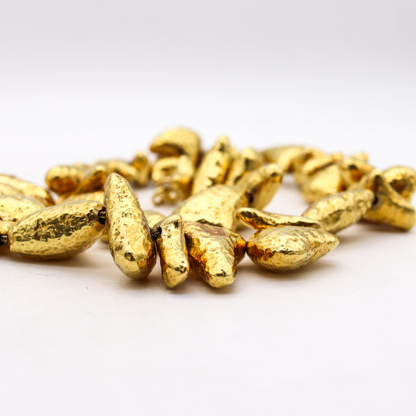 -Zolotas Greek Nugget Link Necklace Collar In solid 18Kt Yellow Gold