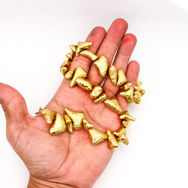 -Zolotas Greek Nugget Link Necklace Collar In solid 18Kt Yellow Gold