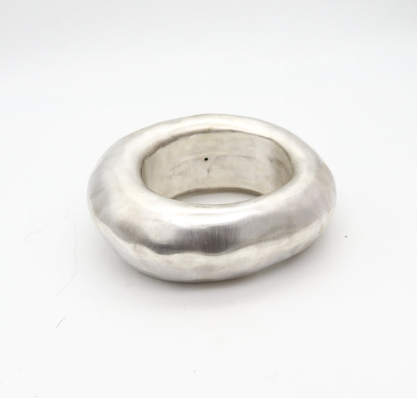 ALICE KUO Artisan 1970 Brushed & Hammered Bangle In .925 Sterling Silver