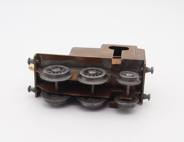 TRENCH ART 1930 Art-Deco European Train Desk Petrol Lighter In Copper & Bronze