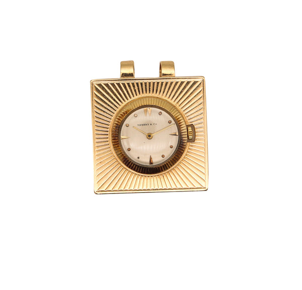 TIFFANY & CO. 1960 Retro Modernist Squared Pendant Watch In 14Kt Yellow Gold