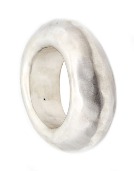 ALICE KUO Artisan 1970 Brushed & Hammered Bangle In .925 Sterling Silver