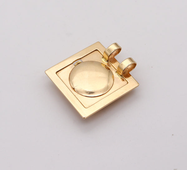 TIFFANY & CO. 1960 Retro Modernist Squared Pendant Watch In 14Kt Yellow Gold