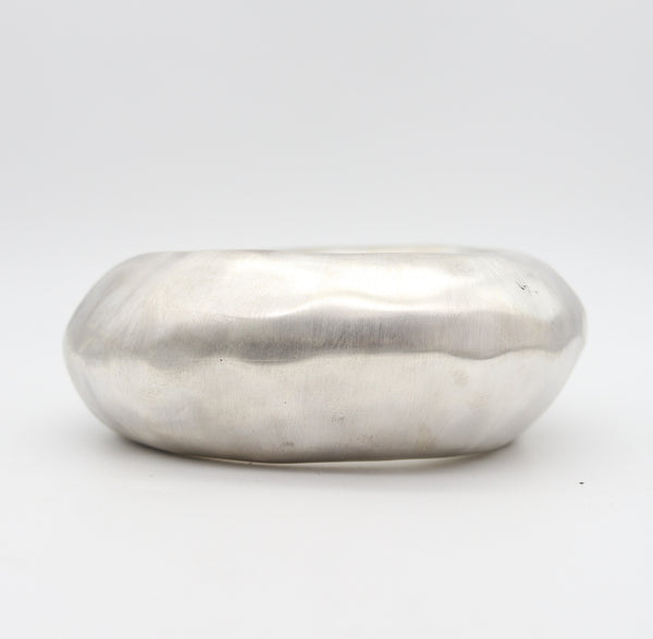 ALICE KUO Artisan 1970 Brushed & Hammered Bangle In .925 Sterling Silver