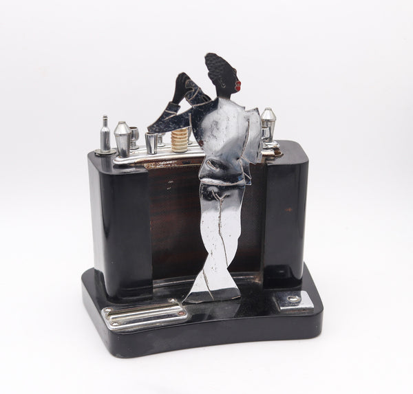 SUDRE Austrian Art Deco 1925 Barman Mechanical Cigarette Dispenser Striker Lighter