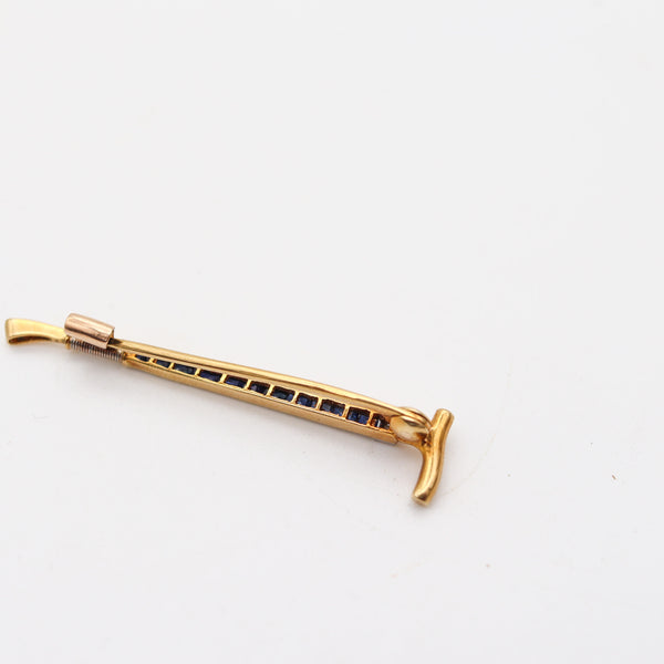 HANCOCKS & CO. 1900 Edwardian Horse-Swap In 18Kt Gold With Blue Sapphires