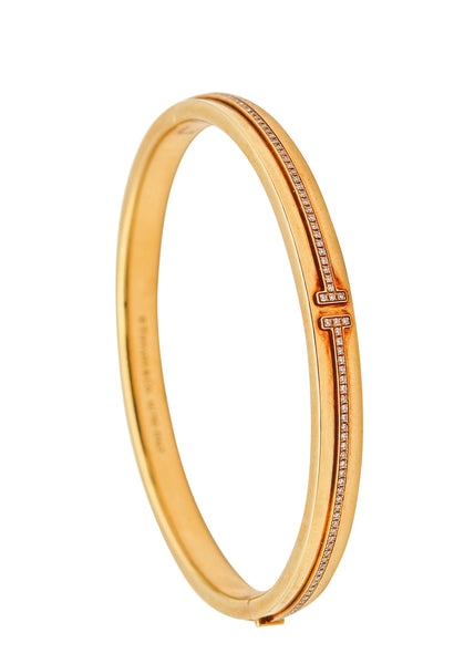 TIFFANY & CO. Hinged T-Bracelet In 18Kt Yellow Gold With VVS Diamonds
