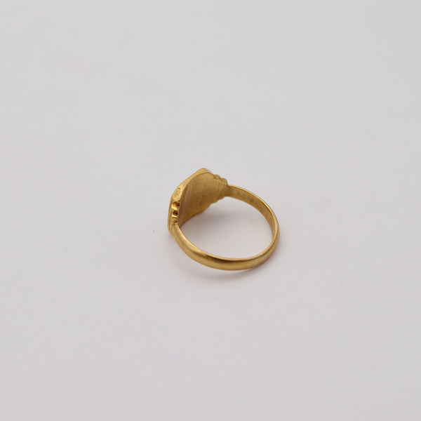 ART DECO 1935 Unusual Japonisme Enameled Geometric Ring In 18Kt Yellow Gold