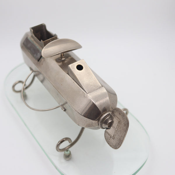 GERMANY 1920 Art-Deco Graff Zeppelin Shaped Desk Cigar Cutter Match Holder