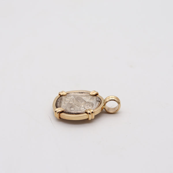 ATTICA 449 BC Athens Owl Tetradrachm Pendant Mounted In 14kT Gold With COA