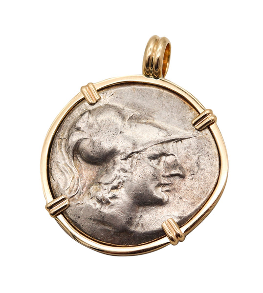 ATHENEA 205 BC Pamphylia Tetradrachm Framed Coin In 14Kt Gold With COA