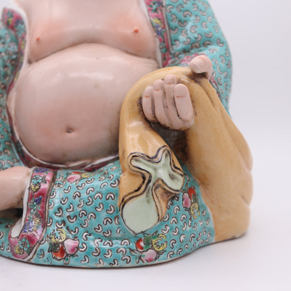 CHINA REPUBLICAN 20th Century Buddha Statue In Porcelain Zeng Long Sheng Mark