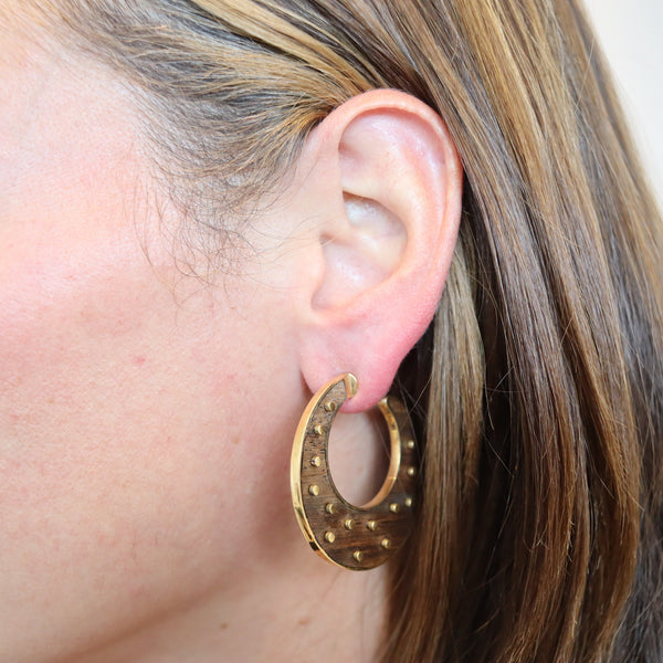 FRED LEIGHTON New York Sculptural Earrings In Makassar Ebony And 18 Kt Yellow Gold