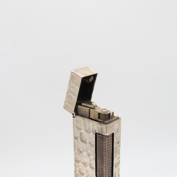 DUNHILL London 1979 Rare Sculptural Modernism Desk Lighter In .925 Sterling Silver