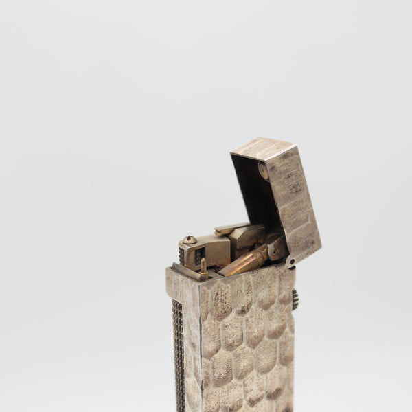DUNHILL London 1979 Rare Sculptural Modernism Desk Lighter In .925 Sterling Silver