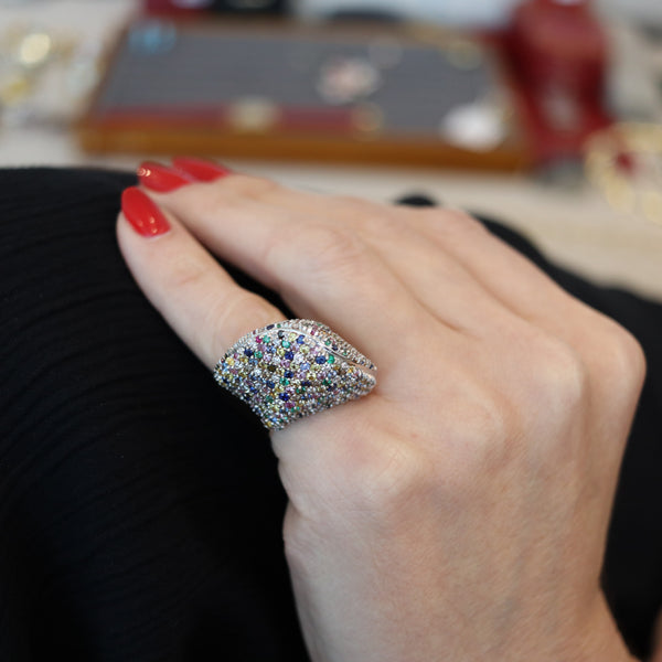 CRIVELLI GIOIELLI Cocktail Ring In 18Kt Gold With 6.88 Ctw In Diamonds & Gemstones