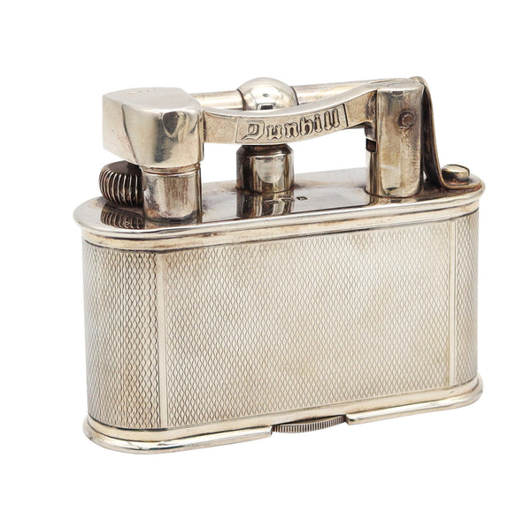 DUNHILL London 1936 Deco Half-Giant Petrol Desk Lighter In .925 Sterling Silver