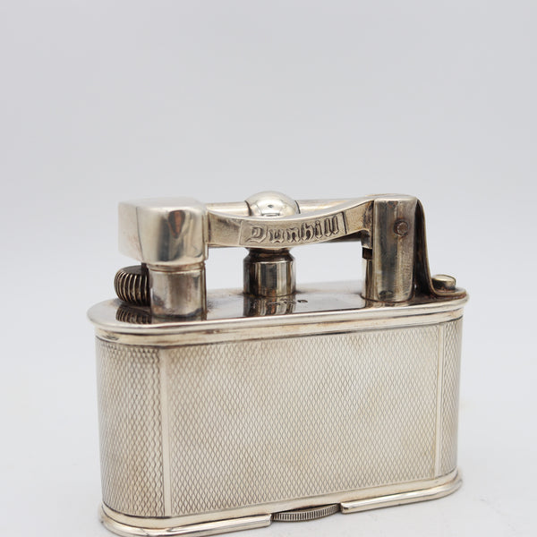 DUNHILL London 1936 Deco Half-Giant Petrol Desk Lighter In .925 Sterling Silver