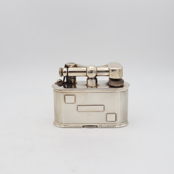 DUNHILL London 1936 Deco Half-Giant Petrol Desk Lighter In .925 Sterling Silver