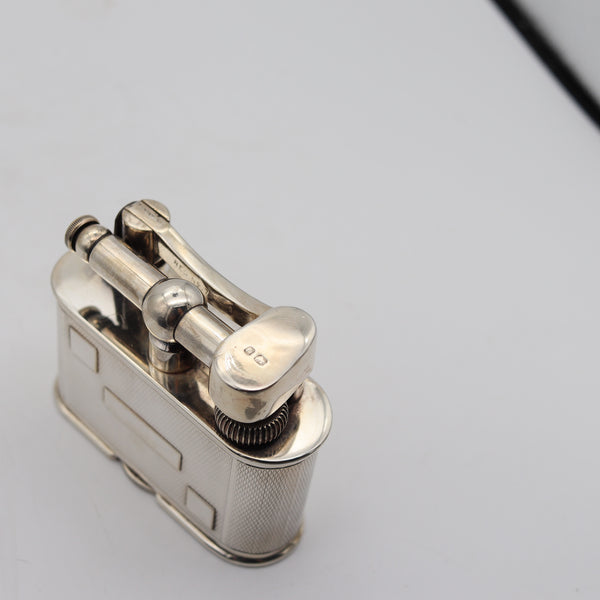 DUNHILL London 1936 Deco Half-Giant Petrol Desk Lighter In .925 Sterling Silver