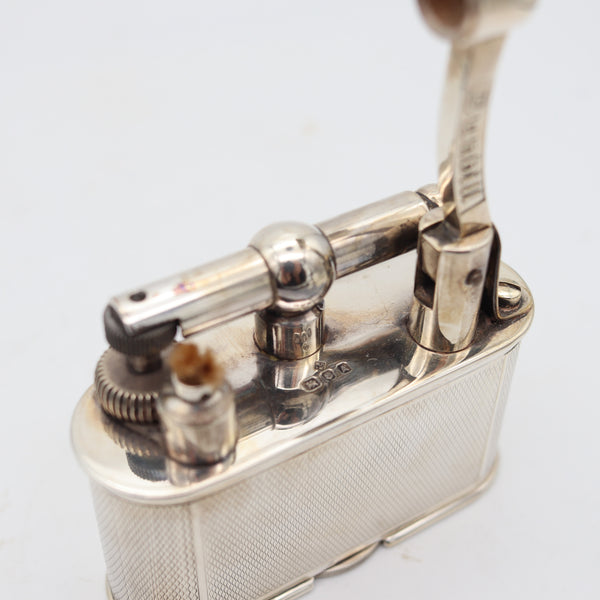 DUNHILL London 1936 Deco Half-Giant Petrol Desk Lighter In .925 Sterling Silver
