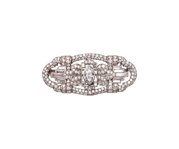 -Art Deco 1932 Convertible Pendant Brooch In Platinum With 3.97 Ctw In Diamonds