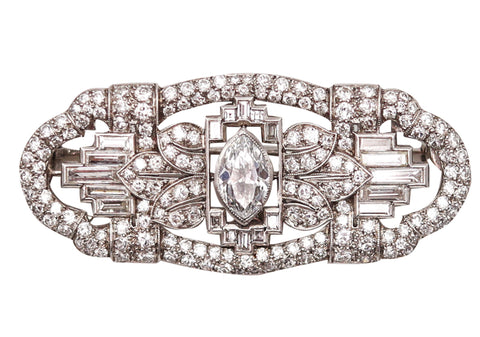 -Art Deco 1932 Convertible Pendant Brooch In Platinum With 3.97 Ctw In Diamonds