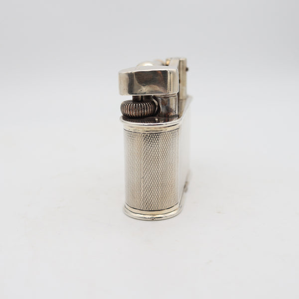DUNHILL London 1936 Deco Half-Giant Petrol Desk Lighter In .925 Sterling Silver