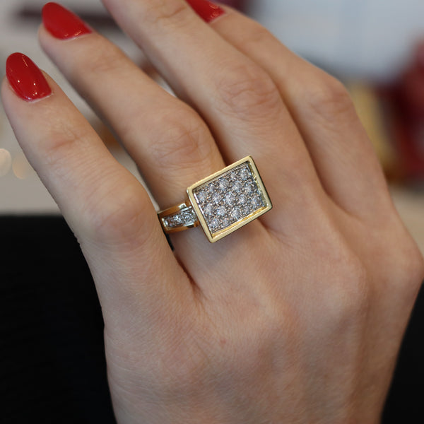 KURT WAYNE Geometric Cocktail Ring In 18Kt Yellow Gold With 1.71 Ctw Diamonds