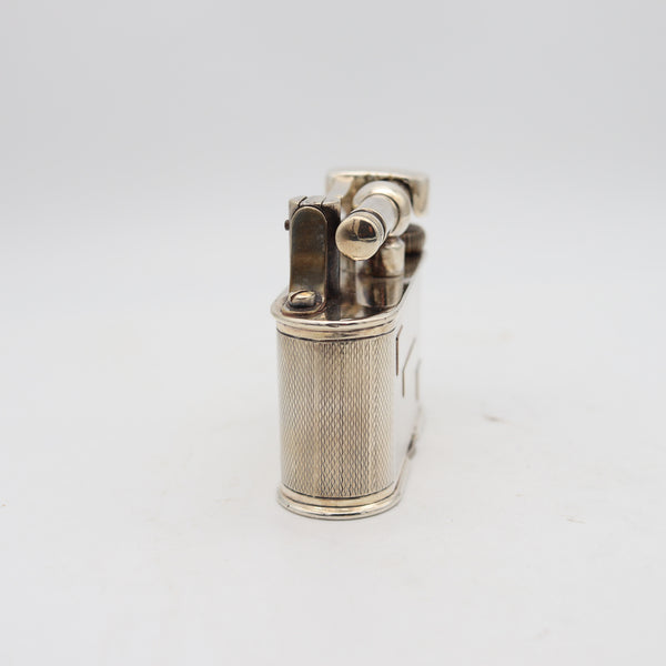 DUNHILL London 1936 Deco Half-Giant Petrol Desk Lighter In .925 Sterling Silver