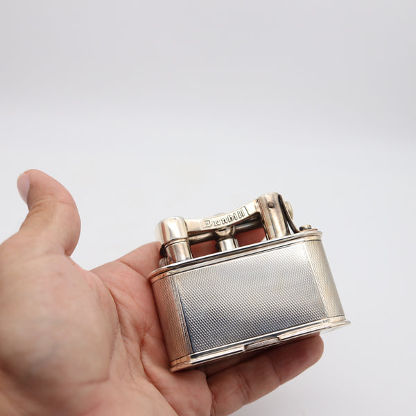 DUNHILL London 1936 Deco Half-Giant Petrol Desk Lighter In .925 Sterling Silver