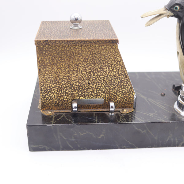 RONSON 1930 Pik A Cig Magic Penguin Lighter Cigarette Dispenser Desk Box