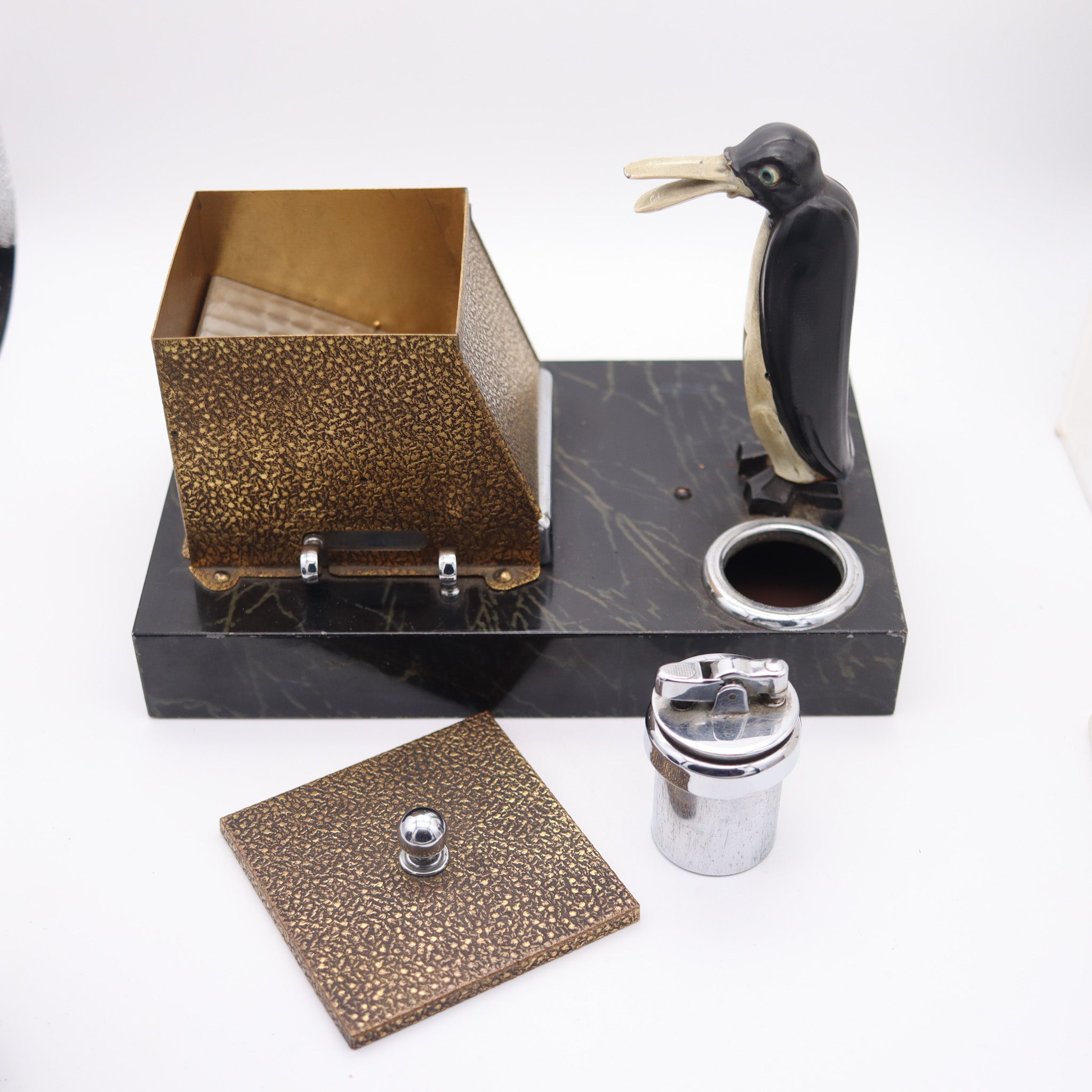 RONSON 1930 Pik A Cig Magic Penguin Lighter Cigarette Dispenser