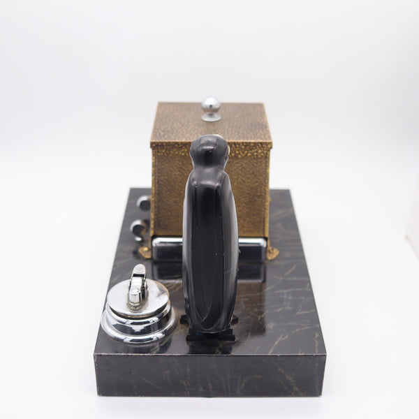 RONSON 1930 Pik A Cig Magic Penguin Lighter Cigarette Dispenser Desk Box