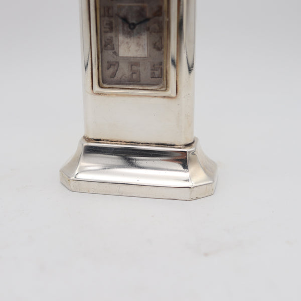 DUNHILL Paris 1930 Art Deco Petrol Desk Club Clock Lighter In Solid .925 Sterling Silver