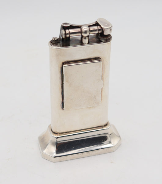 DUNHILL Paris 1930 Art Deco Petrol Desk Club Clock Lighter In Solid .925 Sterling Silver