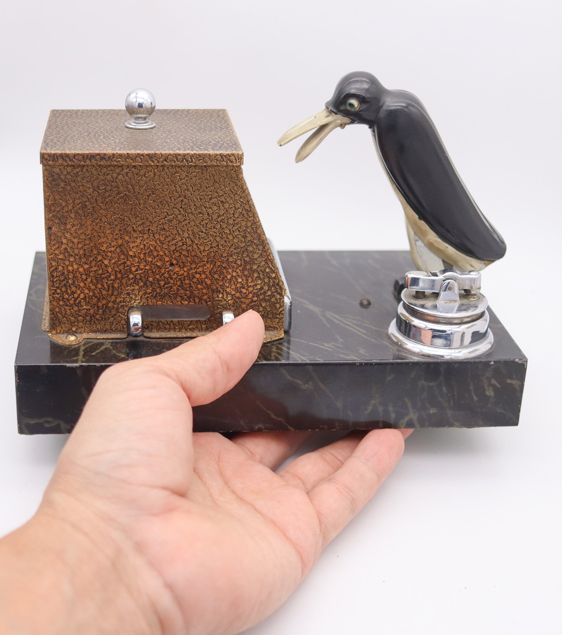 penguin cigarette RONSON 1930 Pik A Cig Magic Penguin Lighter Cigarette Dispenser Desk B –  Treasure Fine Jewelry