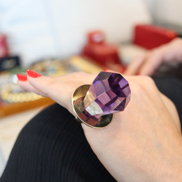 GEM RING POP Anthony Kantor Cocktail Ring In 14Kt Yellow Gold & 120 Ctw Amethyst
