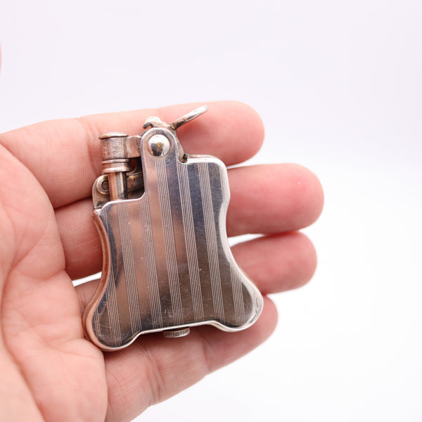 RONSON 1926 Art Deco Rare Banjo Automatic Lighter In Silver Plate Near Mint